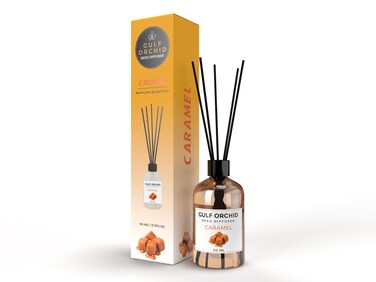 Gulf Orchid Caramel Reed Diffuser - Aromatherapy Reed Diffuser Air Perfect for Home &amp; Office - 110 ml