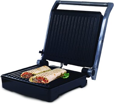 2000w Non-stick Contact Grill. Features Automatic Temperature Control, Cool-touch Handle, And Easy Cleaning