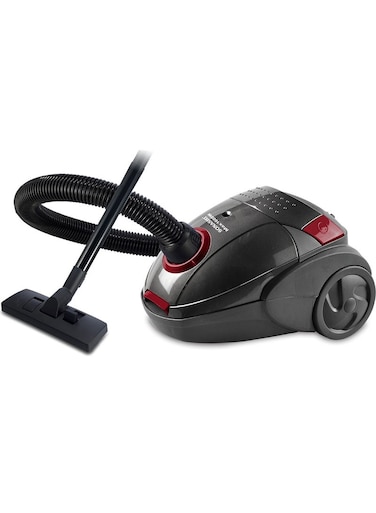 Canister Vacuum Cleaner   2PC Plastic Insert Tube with Automatic Rewinding Wire   Lower Noise Design with Washable Cloth Dust Bag   Powerful Performance 1.5 L 1600 W SVC-9024 Black/Red