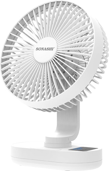 Sonashi 8&quot; Rechargeable Fan With 90&deg; Angle Adjust SRF-804 White