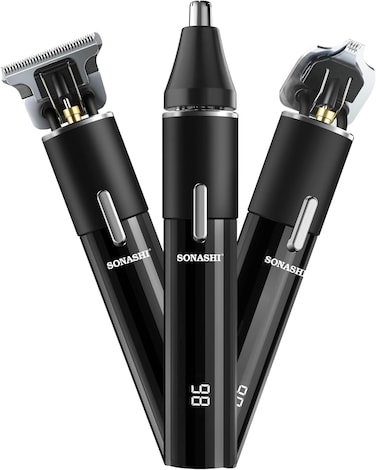 Sonashi 6-In-1 Rechargeable Hair Clipper Set - Trimmer/Shaver/Nose Trimmer Stainless Steel Blades For Easy Cutting And LCD Display, Use Time - 2 Hours, SHC-1064, Black