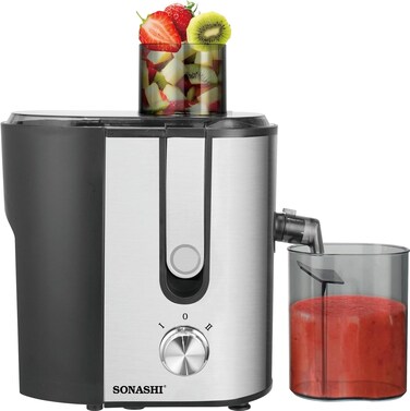 Sonashi Juice Extractor With 2 Speeds - 1.2L Large Pulp Container, Whole Fruit Juice Extractor With Stainless Steel Body &amp; Mesh Strainer, Motor Overheat Protection, 1.2L, 400W, SPJ-507