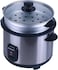 Sonashi 1.5L Rice Cooker With Stainless Steel Housing And Removable Cooking Pot, Auto Shut Off Feature With Non-Stick Coating, Tempered Glass Lid With Cooking And Warming System, 500W, SRC-415, Silver