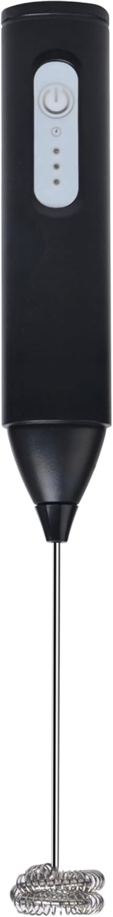 Sonashi Rechargeable Milk Frother With Stainless Steel Rod &amp; ABS Body, 3-Speeds - Light/Mid/Strong, Type-C Charging, Silent Operation, Indicator Light, 3W, SMF-701, Black