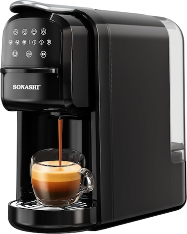 Sonashi SCM-4985 3 In 1 Multi-Capsule Coffee Machine - 1400W Coffee Maker With 700ml Detachable Water Tank, Touch Control Panel, Self-Cleaning Function, Kitchen Tools, SCM-4985, Black