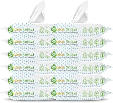 Jadole Naturals  Large Textured Aqua Pure Sensitive Hypoallergenic and Unscented Baby Wipes Water - 180 count