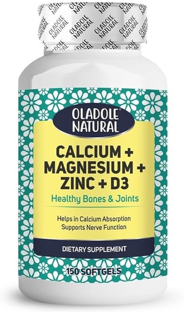 Oladole Natural Calcium, Magnesium, Zinc &amp; Vitamin D3-150 Softgels