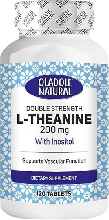 Oladole Natural Double Strength L-Theanine 200mg with Inositol,120 Veg Tablets