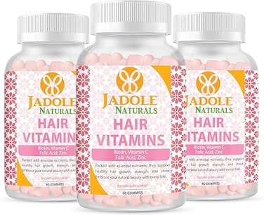 Jadole Naturals Hair Vitamins Gummies Supplement Combo of 3 - With Vitamin C, Biotin &amp; Folic Acid