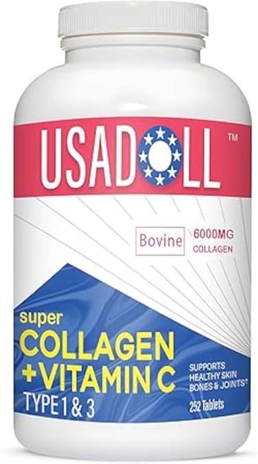 USADOLL Super Collagen 6000mg with Vitamin C, Type 1 &amp; 3 - 252 Tablets