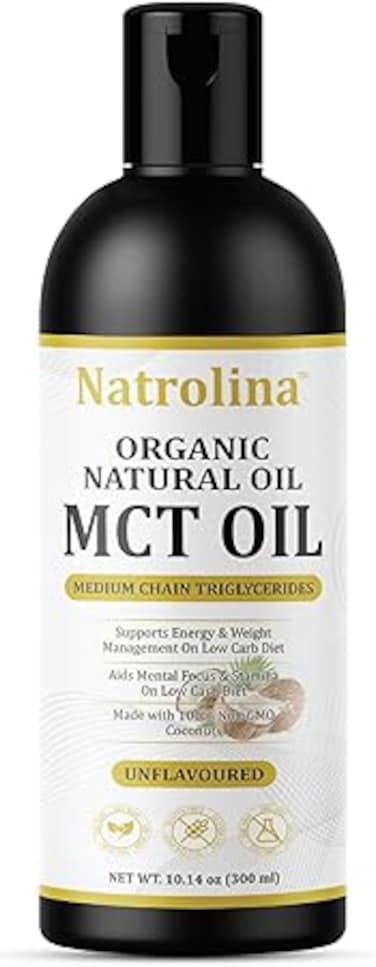 Natrolina Organic Natural MCT Oil, Supports Energy &amp; Weight Management, Unflavored - 300 ml