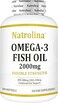Natrolina Omega-3 Fish Oil 2000 mg 360 EPA 240 DHA Double Strength, Cardiovascular Support - 200 Softgels