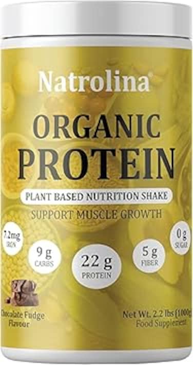 Natrolina Plant Based Organic Protein Powder Chocolate Fudge 1Kg - 25 servings, 22g protein per serving
