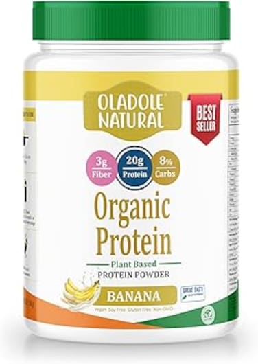 مسحوق بروتين نباتي عضوي خام طبيعي من أولادول - 1 كجم (موز)