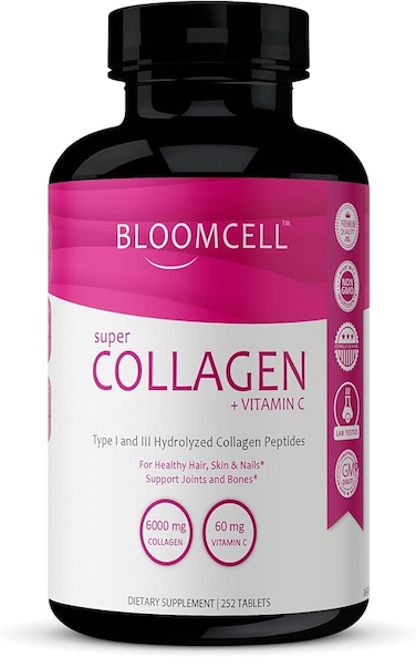 Bloomcell Super Collagen (Hydrolyzed Bovine Collagen Peptides Type I &amp; III ) + Vitamin C- 252Tablets