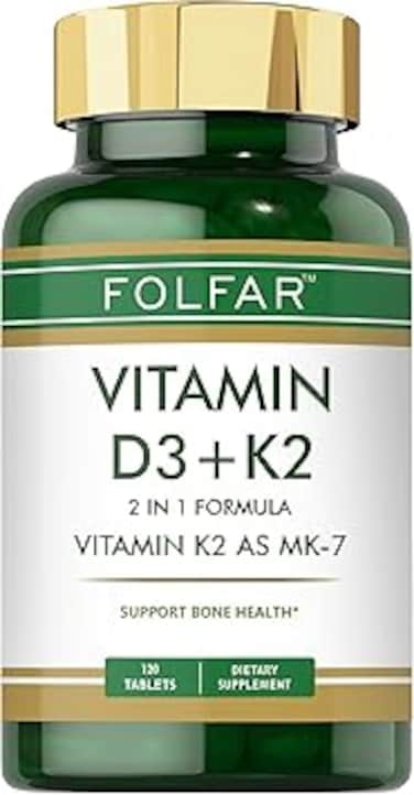 Folfar Vitamin D3 4000 IU + K2 as MK-7 100 mcg - 120 Tablets