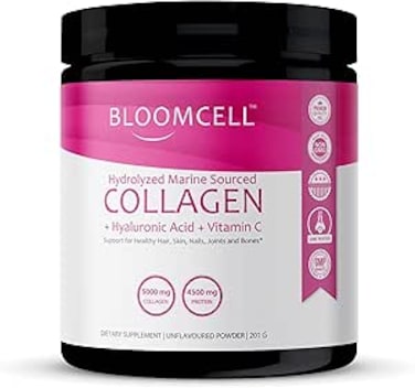 Bloomcell Marine Sourced Collagen + Hyaluronic Acid + Vitamin C Powder- 201g (Unflavored)