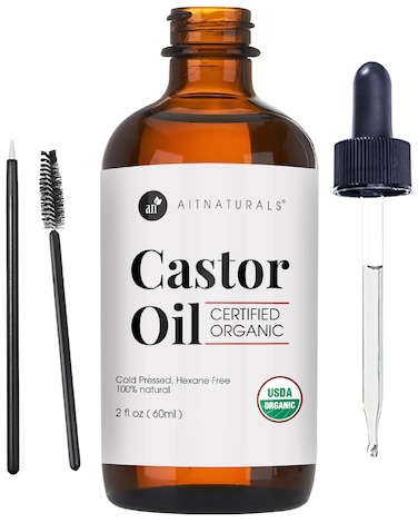 Aitnaturals Organic Castor Oil 60ml Eyelash &amp; Eyebrow Growth Serum   Nourishing Hair, Skin &amp; Nail Treatment
