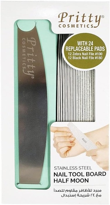 Pritty SS Nail Tool Board Half Moon With 24 Pads