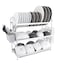 LIFE SMILE Dish Rack - 3 Tier Countertop Dish Drying Stand With Removable Drip Tray - Pure Aluminum with Cutlery Holder and Cups Holder - Anti Slip and Rust Proof Dish Drainer