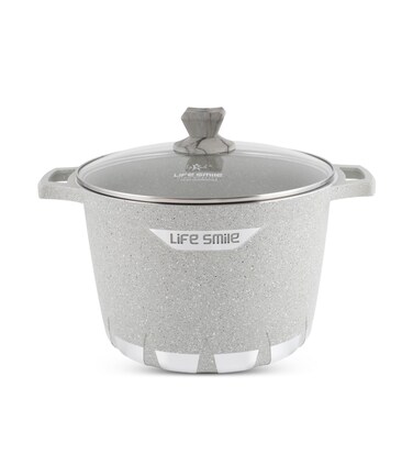 LIFE SMILE &ndash; Stock Pot with Lid and Non-Stick Multi-Layer Granite Coating