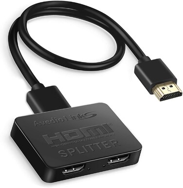 avedio links HDMI Splitter 1 in 2 Out【with 4ft HDMI Cable 】 4K HDMI Splitter for Dual Monitors Duplicate/Mirror Only