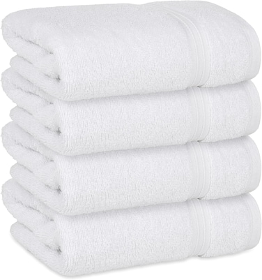 مناشف يد بليس كازا (4 يجتمع، 40 × 70 سم) - مشط قطن 100% 550 جرام في المتر متعدد الجودة، مقاوم للجفاف وعازل للحرارة، مخصص للفنادق