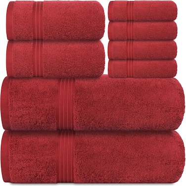 Bliss Casa 8-Piece Towel Set &ndash; 100% Combed Cotton, 550 GSM, Soft &amp; Absorbent Hotel Quality Towels &ndash; Includes 2 Bath Towels, 2 Hand Towels &amp; 4 Washcloths &ndash; Quick Dry, Thick &amp; Durable
