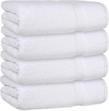 مناشف حمام بليس كازا (4 يجتمع، 70 × 140 سم) - مشط قطن 100% ممشط 550 جرام في المتر قطع ذات جودة عالية، مقاوم للجفاف وفصل الشتاء، مخصص للفنادق