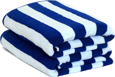 Bliss Casa Oversized Beach Towels (2 Pack, 90x180 cm) - Extra Large 100% Cotton Summer Pool Cabana Stripe Highly Absorbent &amp; Soft Towel