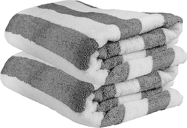 مناشف الشاطئ كبيرة الحجم من Bliss Casa (عبوتان، 90 × 180 سم) - منشفة كبيرة جدًا مصنوعة من القطن بنسبة 100% صيفية مخططة على شكل كابانا عالية الامتصاص وناعمة