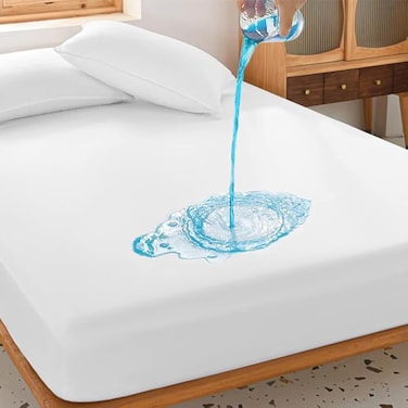 Indigo - Premium 100% Waterproof Mattress Protector - Pad Cover Breathable, and Hypoallergenic Ultra Soft Fitted Bed Protector