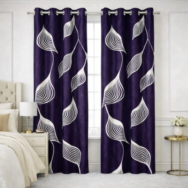 ستائر نافذة Bliss Casa Indigo مكونة من قطعتين مقاس 240 × 140 سم - ستائر ذات فتحات صلبة لغرفة النوم وغرفة المعيشة - ستائر منزلية من القماش الفاخر