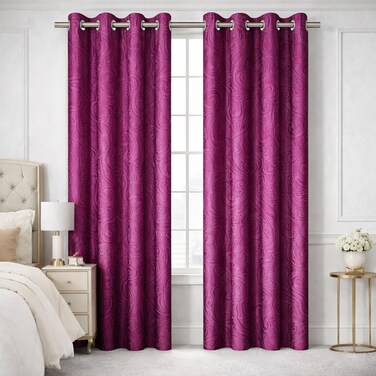 ستائر نافذة Bliss Casa Indigo Plus مكونة من قطعتين مقاس 240 × 140 سم - ستائر ذات فتحات مطبوعة من القماش الثقيل لغرفة النوم وغرفة المعيشة - ستائر منزلية ممتازة