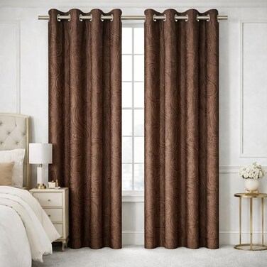 ستائر نافذة Bliss Casa Indigo Plus مكونة من قطعتين مقاس 240 × 140 سم - ستائر ذات فتحات مطبوعة من القماش الثقيل لغرفة النوم وغرفة المعيشة - ستائر منزلية ممتازة