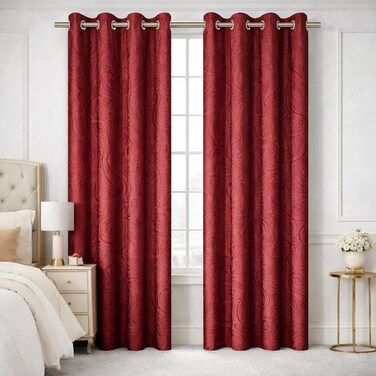 ستائر نافذة Bliss Casa Indigo Plus مكونة من قطعتين مقاس 240 × 140 سم - ستائر ذات فتحات مطبوعة من القماش الثقيل لغرفة النوم وغرفة المعيشة - ستائر منزلية ممتازة