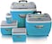 طقم صندوق ثلج 5 قطع بعجلات من بيناكل - 66 لتر، 30 لتر، 11 لتر، 4.5 لتر و1 لتر (ازرق وبرتقالي)