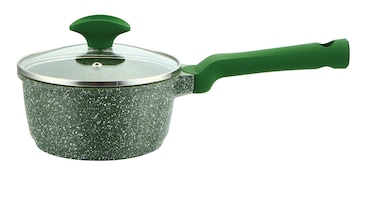 Prestige 18 cm Sauce Pan w/lid Granite Non-Stick Aluminium   Induction Base  Granite Sauce Pan   PFOA & Lead Free - Green
