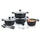 Prestige Essential 10 pcs Cookware Sets   Granite Stone Pots and Pans Set   Granite Non-Stick Cooking Set   Induction Cooking Sets - Black