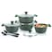 Prestige Essential 10 pcs Cookware Sets   Granite Stone Pots and Pans Set   Granite Non-Stick Cooking Set   Induction Cooking Sets - Green