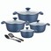 Prestige Essential 10 pcs Cookware Sets   Granite Stone Pots and Pans Set   Granite Non-Stick Cooking Set   Induction Cooking Sets - Blue
