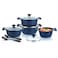 Prestige Essential 10 pcs Cookware Sets   Granite Stone Pots and Pans Set   Granite Non-Stick Cooking Set   Induction Cooking Sets - Blue