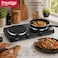 Prestige 2500W Ceramic Double Hotplate Rust Proof Body With Dual Temperature Controls   PR81405 - Black