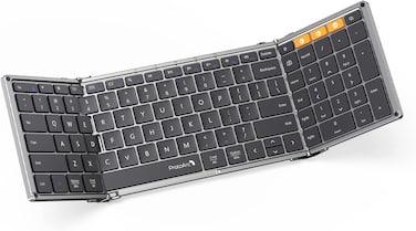 ProtoArc Foldable Bluetooth Keyboard, XK01 Folding Wireless Portable Keyboard with Numeric Keypad, Full-Size Travel Keyboards for iPad Tablet Smartphone Laptop PC Windows iOS Android, Space Gray