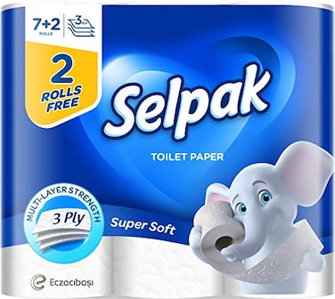 Selpak 3 Ply Toilet Paper 7+2 Rolls 140 Sheets