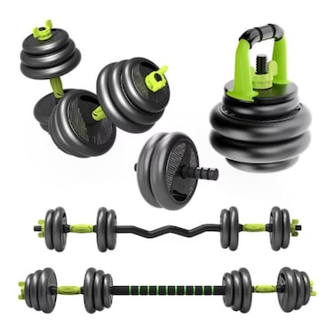40KG Adjustable Dumbbells Barbell Kettlebell Set, 8 in 1 Free Weights Dumbbells with Straight/Curl Bar