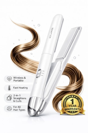 Solarae High Quality Professional Ceramic Flat Iron New Infrared Hair Straightener LCD Display PTC Plate Type-White