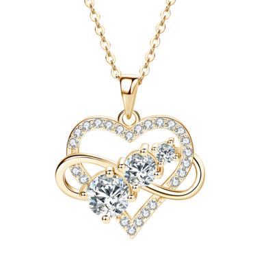 SUCHI 925 Sterling Silver Infinity Heart Pendant Necklace for Women   Round Cut Moissanite   Elegant Love Jewelry