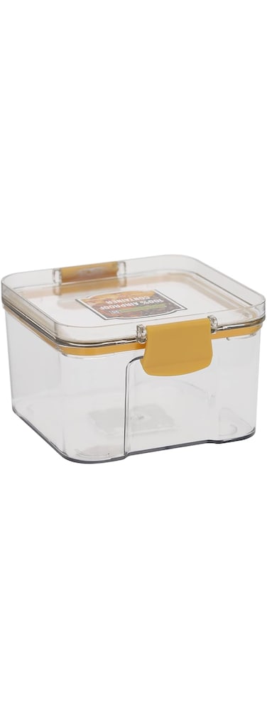 Royalford 460 ML Square Airtight Container With A Lid-RF11257 Plastic Container With A Silicone Sealing Ring Fitted Lid Transparent Storage Container, Yellow
