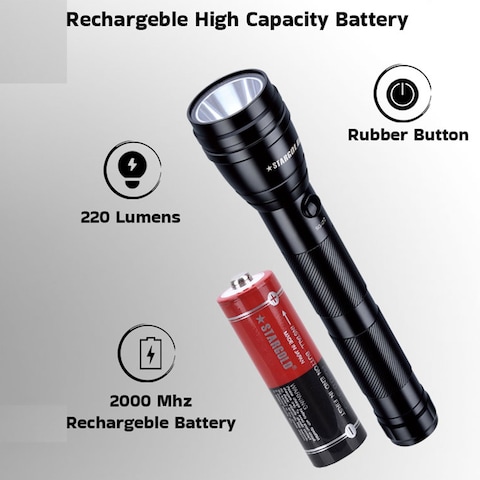 STARGOLD Waterproof Rechargeable LED Flashlight 3 in 1 Aircraft Aluminium Body